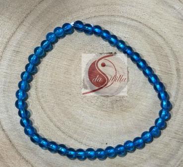 Preview: Aqua Aura Quarz Armband – 4mm Kugeln, elastisch (19cm) – Blue Moon Schimmer