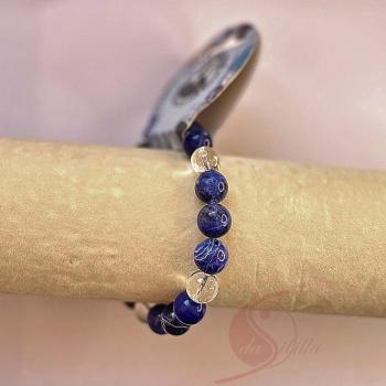 Preview: Armband Sodalith & Bergkristall – 14 mm Kugeln, elastisch (20 cm)