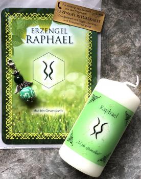 1 Set: Ritualkarte + Engelanhänger + Erzengelkerze Raphael Gesundheit von Engelalm