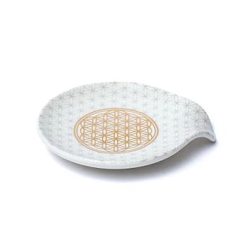 Teebeutelablage „Blume des Lebens“ aus Bone China Porzellan