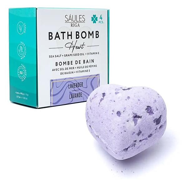 Badekugel Herz – Lavendel, Traubenkernöl & Meersalz