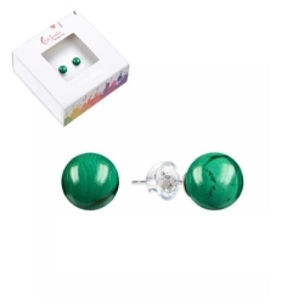 Ohrstecker Malachit – Klarheit & Selbstbewusstsein (8 mm, rhodiniert)
