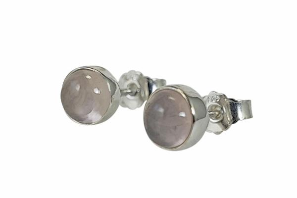Rosenquarz Ohrstecker rund 6 mm | Silber 925 | Aluna Schmuckdesign