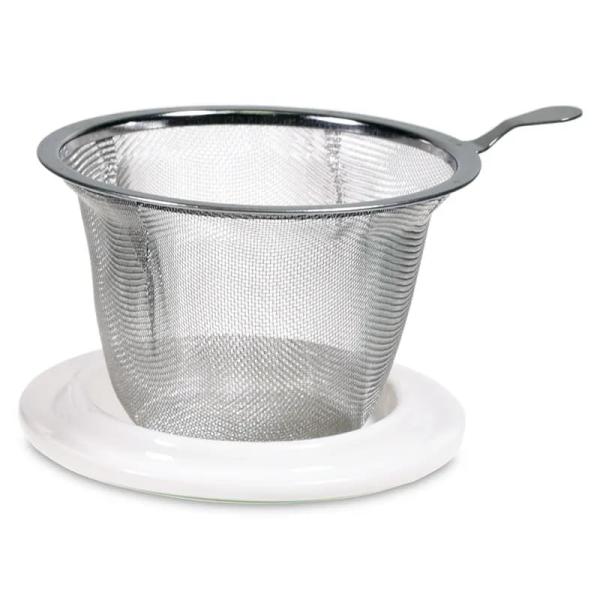 Teetasse mit Sieb „Mondphasen“ aus Bone China Porzellan